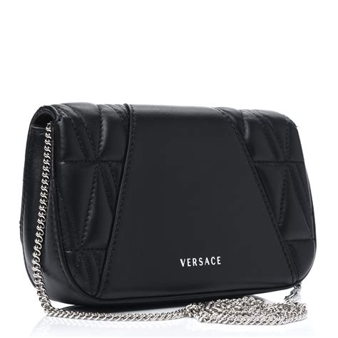 versace black quilted v evening ba|VERSACE Nappa Quilted Virtus V Evening Bag Black.